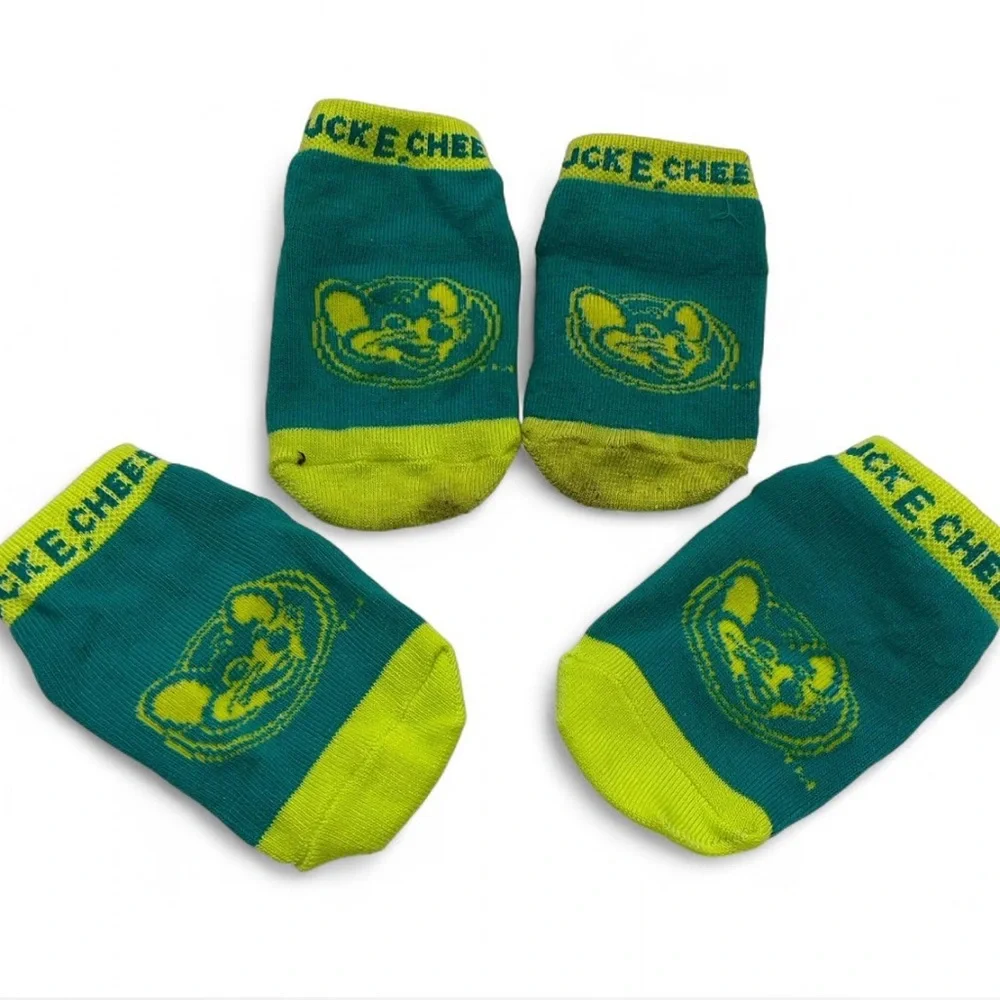 2 Pairs Chuck E Cheese Trampoline Zone Ankle Grip Socks Toddler Unisex 4C-9.5C